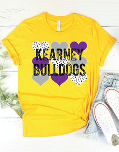 READY TO SHIP - Kearney Bulldogs Hearts Behind - Gold - The Red Rival (Formally Lovely KC)