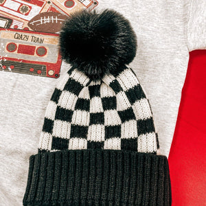Black & Cream Checkered Beanie - Apparel & Accessories - The Red Rival