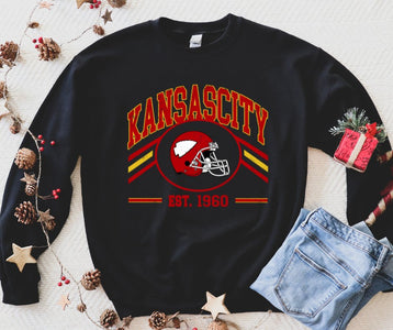 Kansas City Distressed Est. 1960 Black Sweatshirt - Wholesale - The Red Rival
