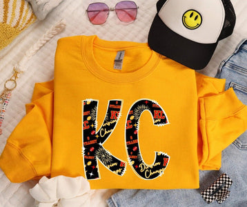 KC Doodle Letters Division Champs Gold Graphic Sweatshirt - Graphic Tee - The Red Rival
