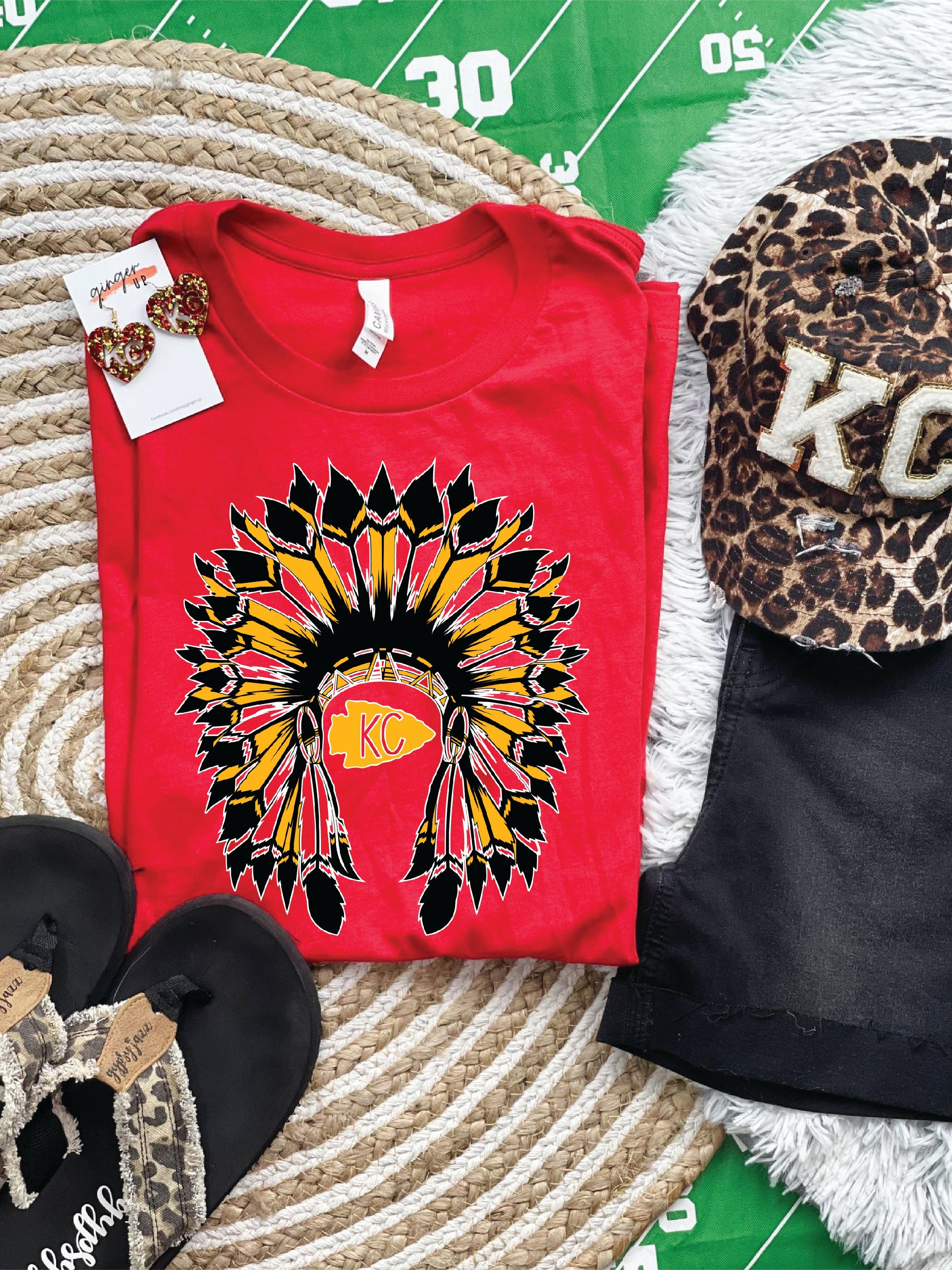 KC Headdress Red LONG SLEEVE Graphic Tee - Wholesale - The Red Rival