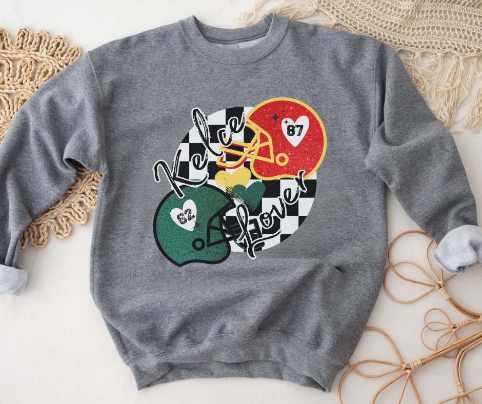 Kelce Lover Checker Circle Grey Sweatshirt - Wholesale - The Red Rival