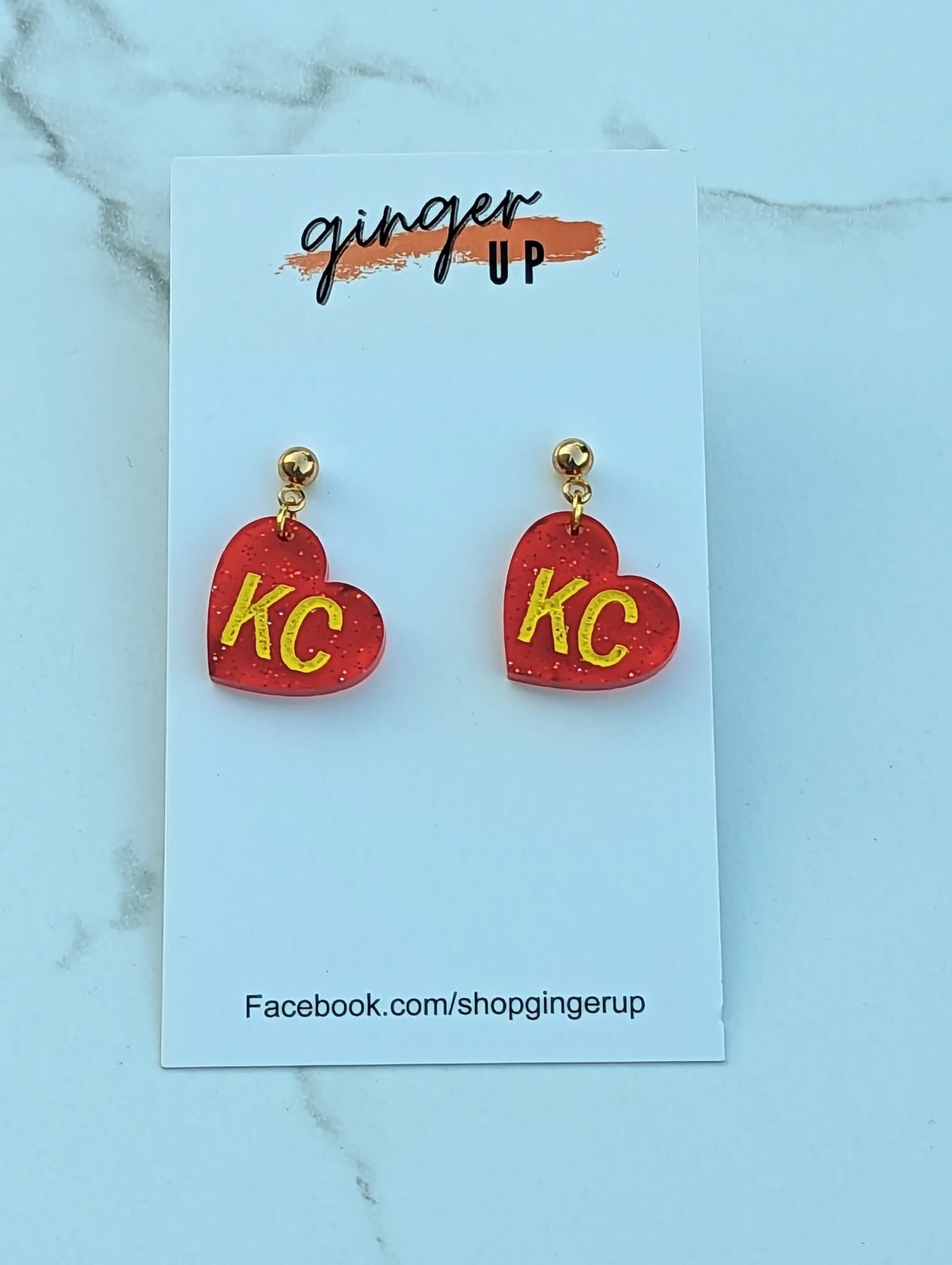 Red KC Heart Dangle Earrings - The Red Rival