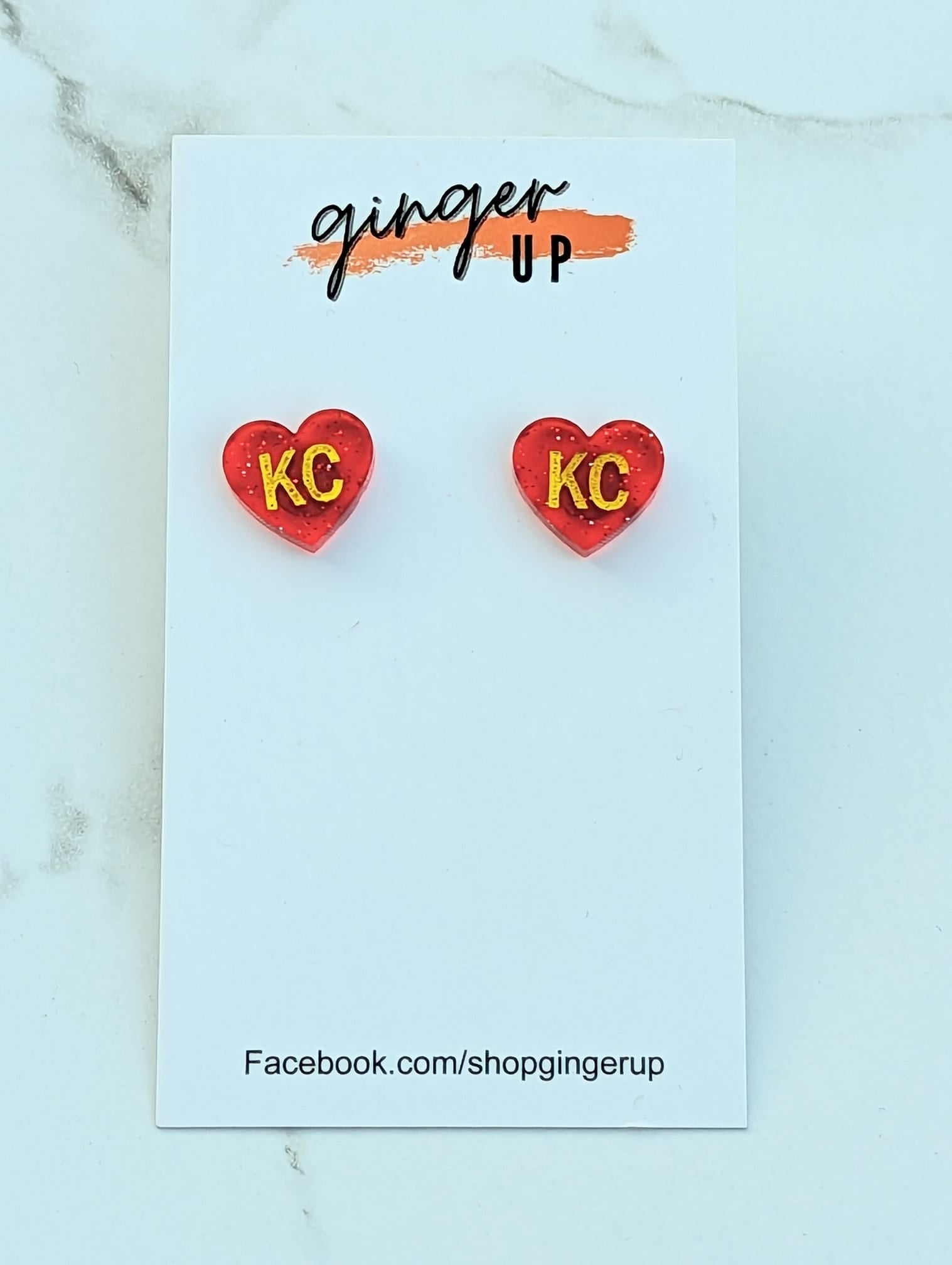 Red KC Heart Stud Earrings - The Red Rival