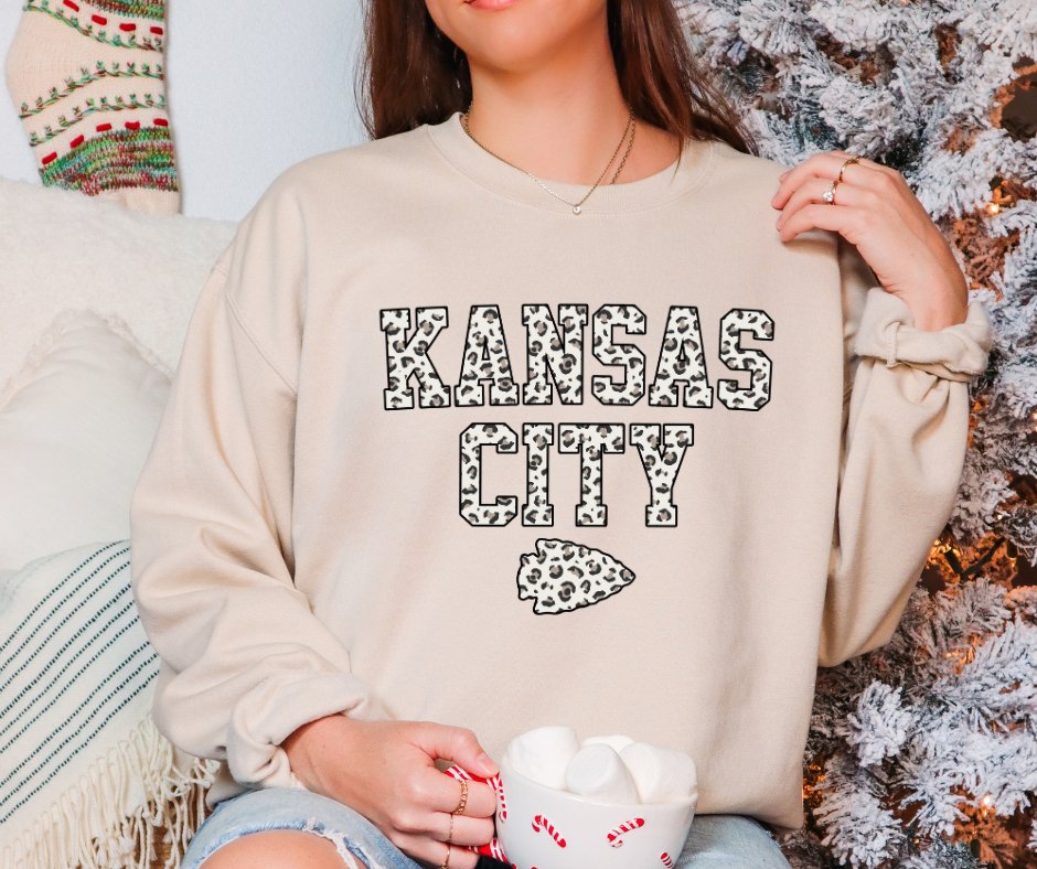 White Leopard Kansas City Tan Sweatshirt - Wholesale - The Red Rival